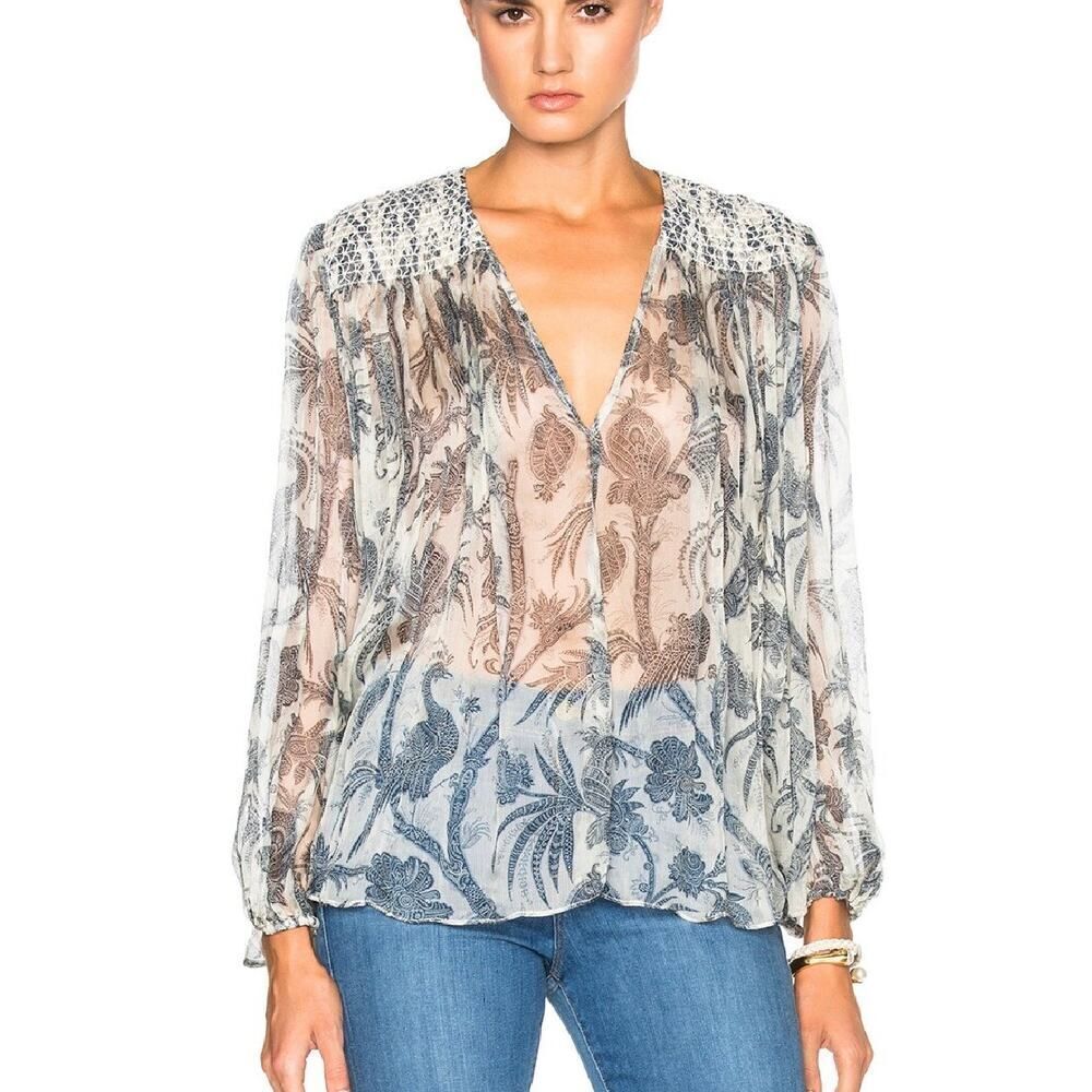 Zimmermann Adorn Silk Smock Top in Bird Chintz Women’s Sz. 0 (US S/4)